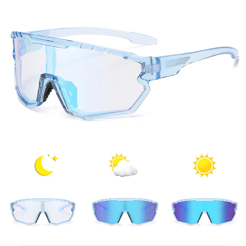Unisex Photochromic Mirrored Cycling Sunglasses – UV400 Outdoor Sports Shades for Men and Women, Ideal for Bike Riding
